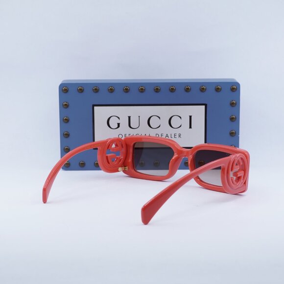 Gucci GG1325S 005 Rectangle Sunglasses - Red/Brown - Picture 10 of 12